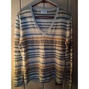 Basler Vintage Women's Virgin Wool /Cashmere V-Neck Striped Sweater Size 6/8